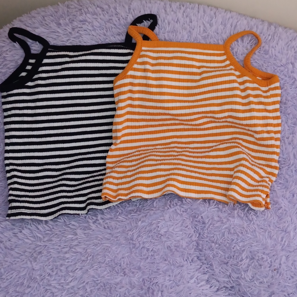 Old Navy Black and orange tank tops